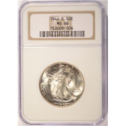 1944-D WALKING LIBERTY HALF DOLLAR NGC MS66