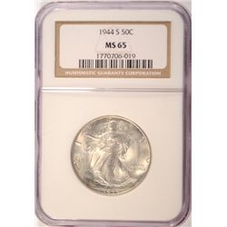 1944-S WALKING LIBERTY HALF DOLLAR NGC MS65
