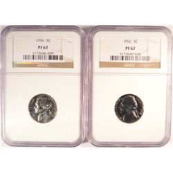 1956 NGC PF-67 & 1867 NGC PF-67 PROOF JEFFERSON NICKELS