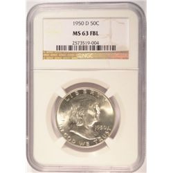 1950-D FRANKLIN HALF DOLLAR NGC MS63 FBL