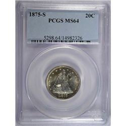 1875 S TWENTY CENT PCGS MS 64 SUPER!