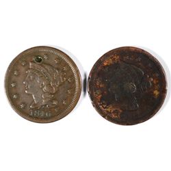 1846 (DAMAGED) W/ HOLE & 1851 (DAMAGED) LARGE CENTS