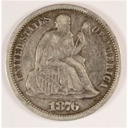 1876-CC SEATED DIME VF/XF
