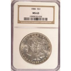 1886 MORGAN DOLLAR NGC MS63