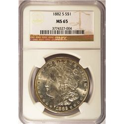 1882 S MORGAN DOLLAR NGC MS65 GEM!