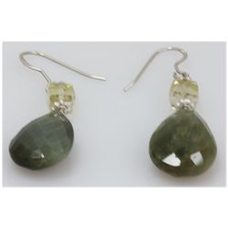 NATURAL 36.60 CTW SEMIPRECIOUS EARRINGS .925 STERLING S