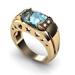 Genuine 3.05 ctw Aqua Marine Ring 14k 4g,  RS 7