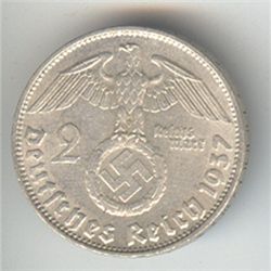 Germany Third Reich 2 reichsmark, 1936-1939, VF-XF, KM9