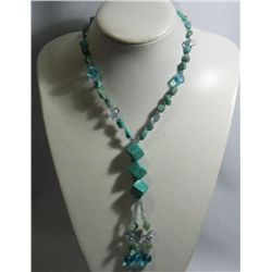 BEADED BLUE TURQUOISE 303.00CTW LONGSTRAND NECKLACE 20I