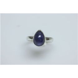 NATURAL 21.30 CTW TANZANITE PEAR CUT RING .925 STERLING