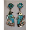 Image 1 : Vintage Zuni Sterling & Turquoise Bird Earrings