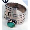 Image 2 : Navajo Sterling Green Turquoise Ring, Signed RB