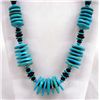 Image 2 : Santo Domingo Turquoise & Jet Necklace, Signed