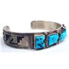 Image 2 : Navajo Sterling Silver Turquoise Bracelet, Signed