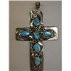Image 1 : Navajo German Silver Turquoise Cross