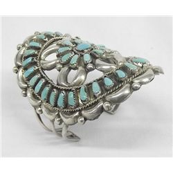 Navajo Pawn Sterling Turquoise Cluster Bracelet