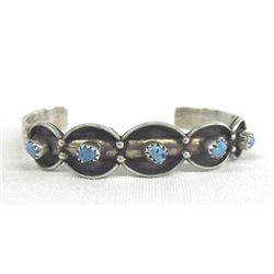 Zuni Sterling Turquoise Shadowbox Style Bracelet