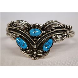 Navajo Sterling Turquoise Sleeve Cuff Bracelet