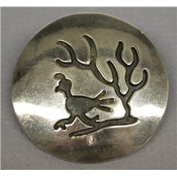 Navajo Old Pawn Sterling Overlay Quail Pin/Pendant