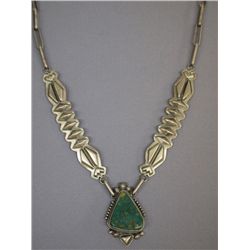 Navajo Sterling Turquoise Necklace - S. Parker