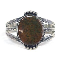 Navajo Old Pawn Sterling Unikite Bracelet