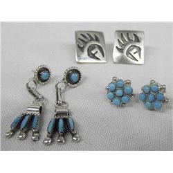 Zuni & Hopi Sterling Pierced Post Earrings