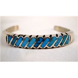 Zuni Sterling Channel Inlay Turquoise Bracelet