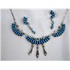 Image 1 : Zuni Silver Turquoise Necklace & Earrings - Laweka