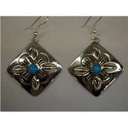 Navajo Sterling Turquoise Earrings - J. Blackgoat