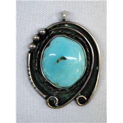 1980s Navajo Sterling Turquoise Pendant