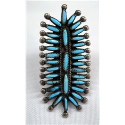 Zuni Sterling Needlepoint Turquoise Ring