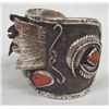 Image 4 : Navajo Silver Turquoise Coral Watch Cuff Bracelet