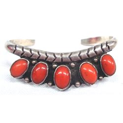 Navajo Sterling Coral Bracelet
