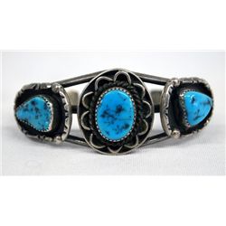 Navajo Sterling Turquoise Pawn Bracelet - Dickson