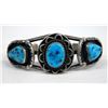 Image 1 : Navajo Sterling Turquoise Pawn Bracelet - Dickson