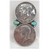 Image 1 : Navajo Sterling Turquoise JFK Half Dollars Pendant