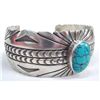 Image 2 : Navajo Sterling Turquoise Bracelet - L. Chavez