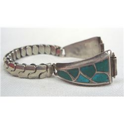 Navajo Sterling Turquoise Channel Inlay Watch Tips