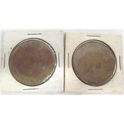 Two Antique Blanding Utah Trading Post Tokens