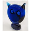 Image 2 : Hand-Blown Blue Glass Owl-Mid Century