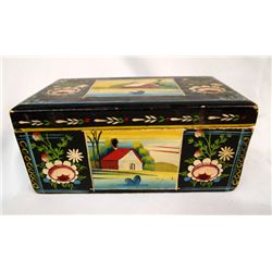 Vintage Mexican Lacquer Ware Hand-Painted Box