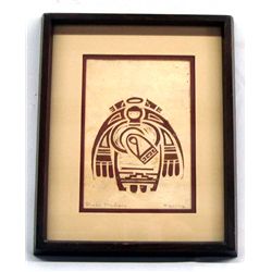 Woodcut/Lino Block ''Pueblo Madonna'' by Nancy Young