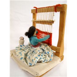 Navajo Weaver Doll With Loom & Baby