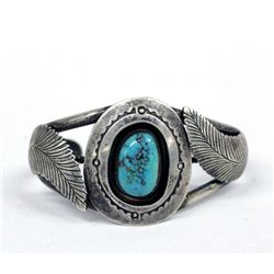 Vintage Navajo Sterling Turquoise Bracelet, Signed