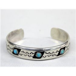 Navajo Shadowbox Sterling & Turquoise, Signed