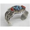 Image 1 : Navajo Turquoise & Coral Sterling Bracelet