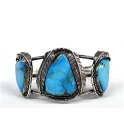 Vintage Navajo Turquoise & Silver Bracelet, 1970's