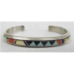 Zuni Sterling & Multi-Stone Inlay Bracelet
