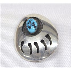 Navajo Silver & Turquoise Bear Paw Pin/Pendant