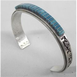 Navajo Sterling Turquoise Channel Inlay Bracelet